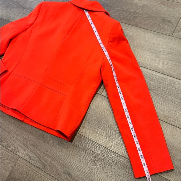 Jones NY Collection Fire Red Women's Blazer Button Up Pockets Size 14 Stretch - Picture 15 of 15